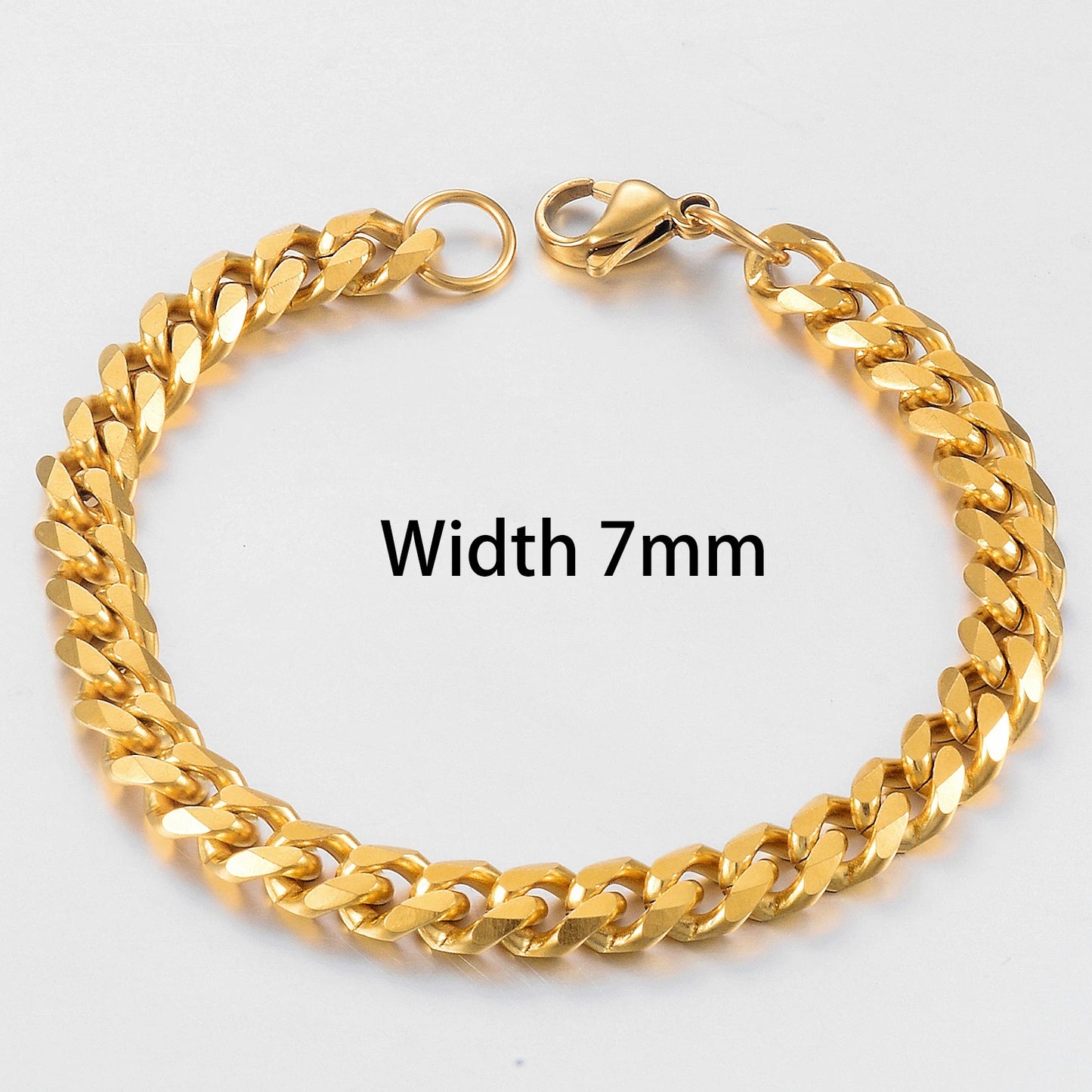 Gold Cuban Bracelet – Stainless Steel, Unisex Fashion Jewelry, Bold Hip Hop Style