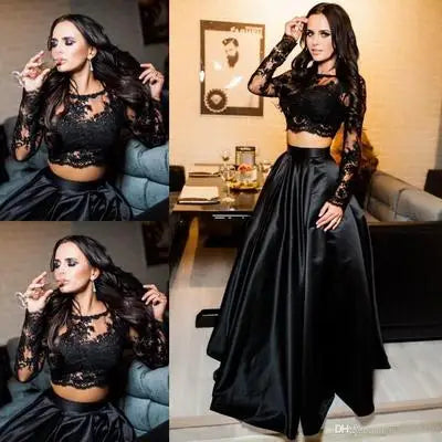 Lace Long Sleeve Top & Formal Skirt Set