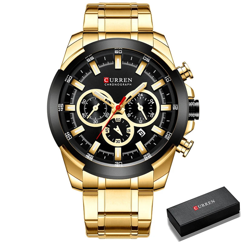 Sport Chronograph Watch – Big Dial, Luxury Quartz Steel Wristwatch