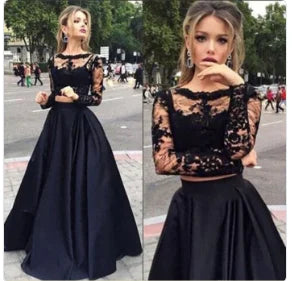 Lace Long Sleeve Top & Formal Skirt Set