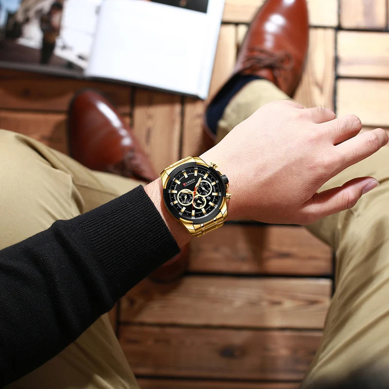 Sport Chronograph Watch – Big Dial, Luxury Quartz Steel Wristwatch