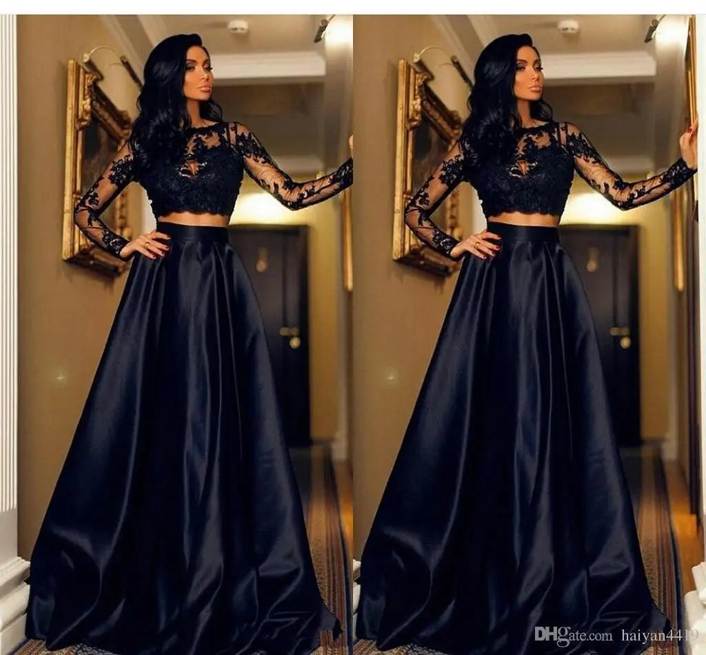 Lace Long Sleeve Top & Formal Skirt Set