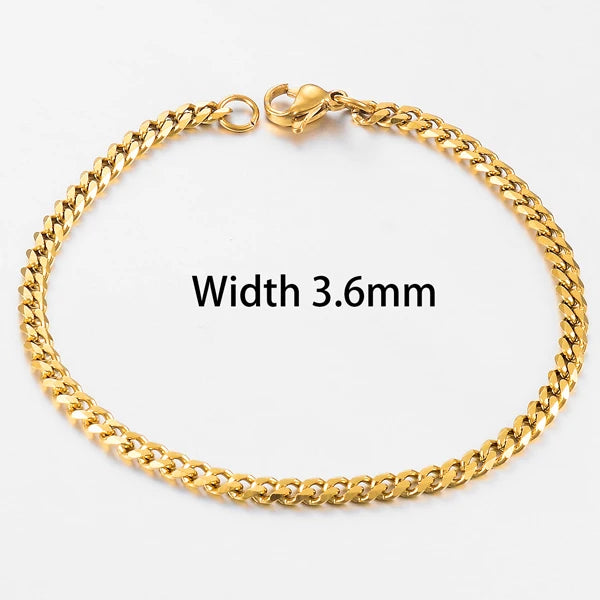 Gold Cuban Bracelet – Stainless Steel, Unisex Fashion Jewelry, Bold Hip Hop Style