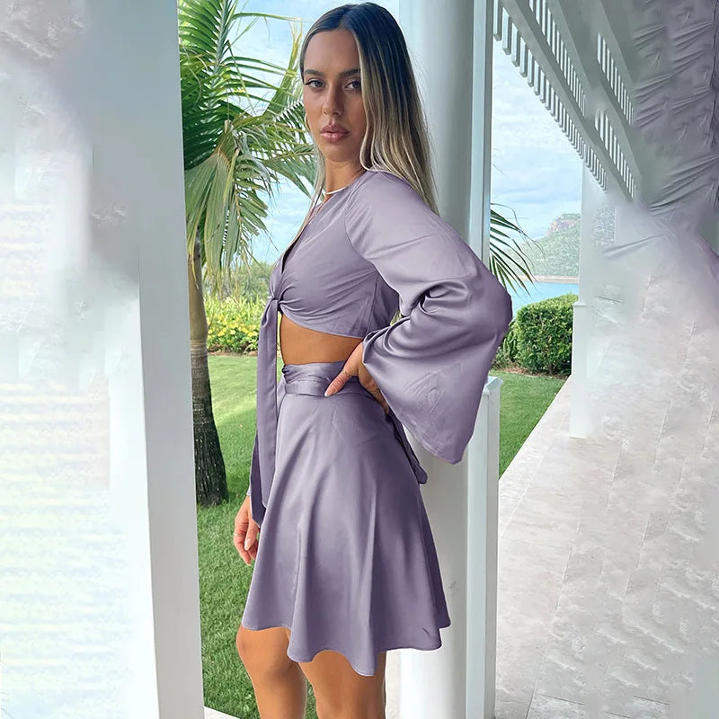 Lantern Sleeve Cardigan & Wrap Skirt
