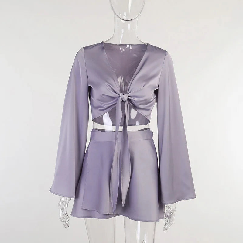 Lantern Sleeve Cardigan & Wrap Skirt