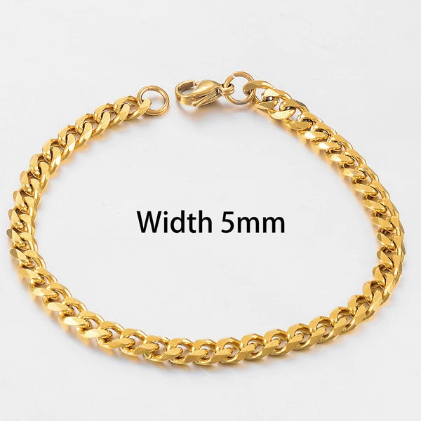 Gold Cuban Bracelet – Stainless Steel, Unisex Fashion Jewelry, Bold Hip Hop Style
