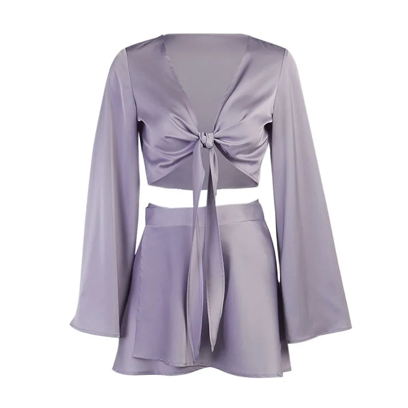 Lantern Sleeve Cardigan & Wrap Skirt
