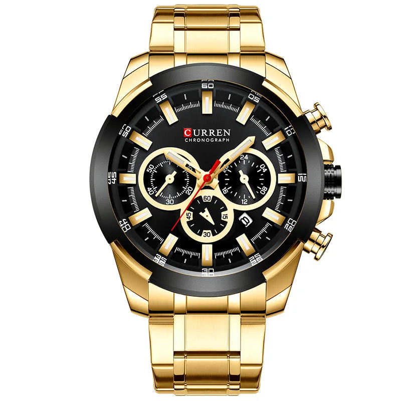 Sport Chronograph Watch – Big Dial, Luxury Quartz Steel Wristwatch