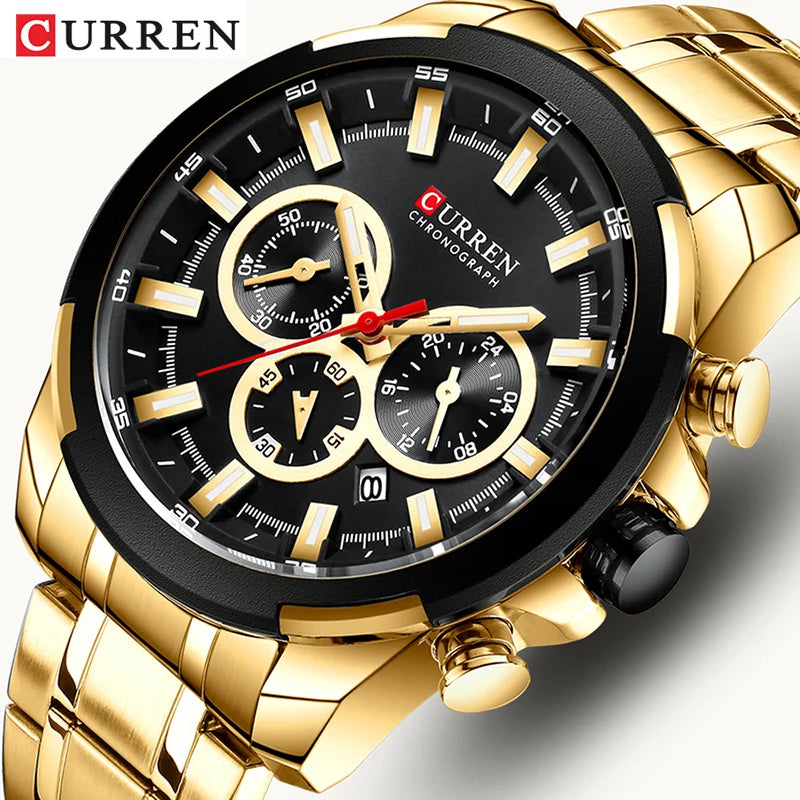 Sport Chronograph Watch – Big Dial, Luxury Quartz Steel Wristwatch