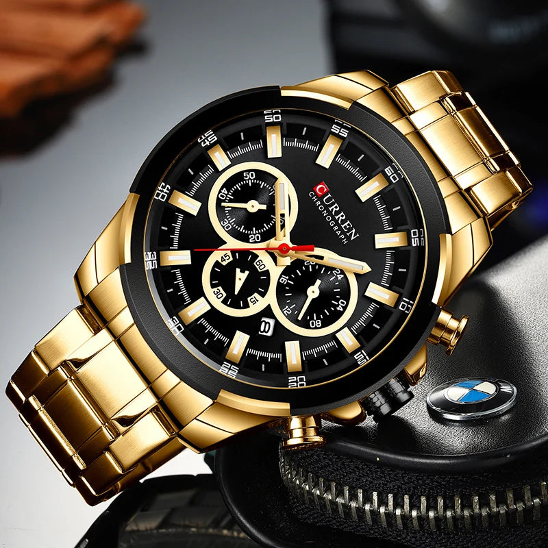 Sport Chronograph Watch – Big Dial, Luxury Quartz Steel Wristwatch