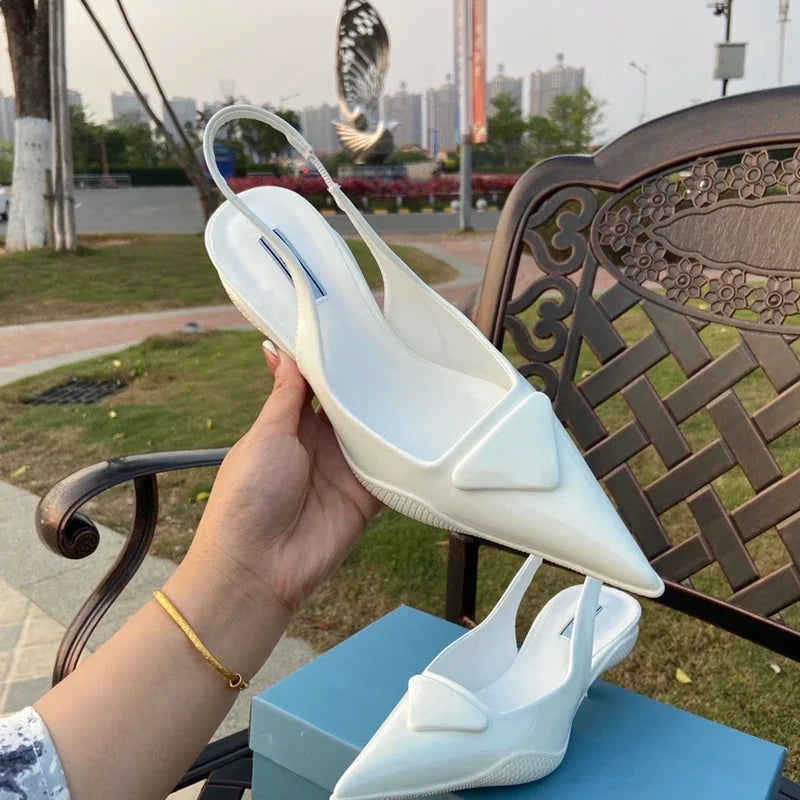 VeraLux | Leather Slingback High Heel Sandals – Summer Party Pumps