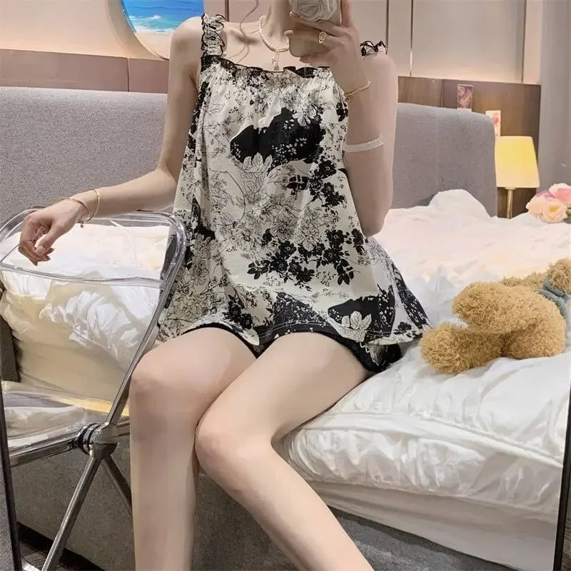 Floral Tank Top & Shorts Jacket Set – Casual Summer Two Piece