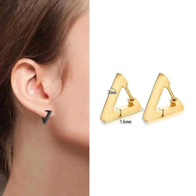 Geometric Triangle Stud Earrings – Punk Rock Style for Unisex