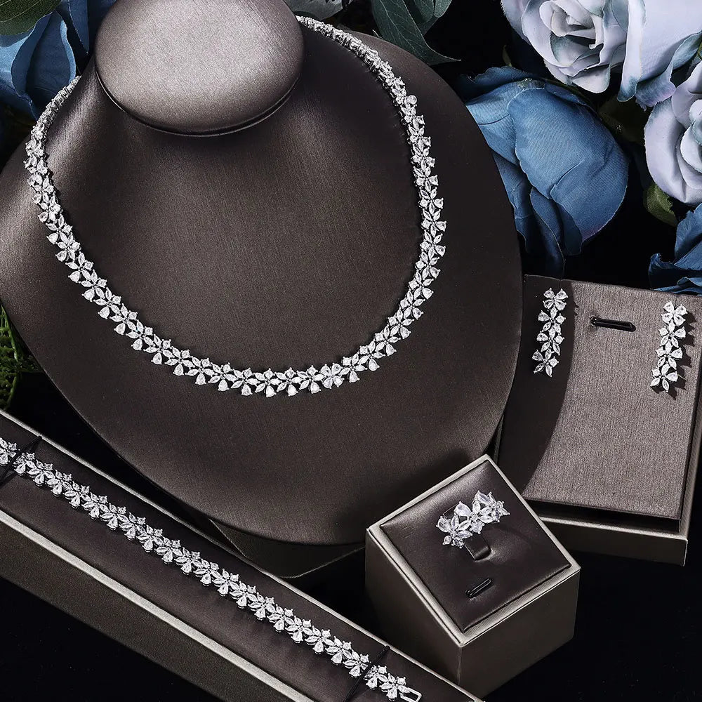Dubai Bridal Crystal Set – 4-Piece Glamorous Shine