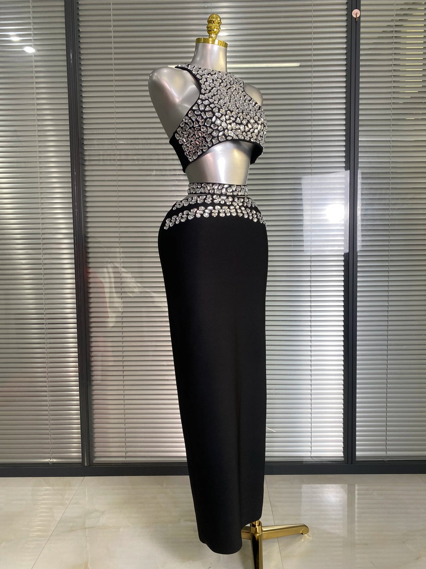 Crystal Bandage Top & Long Skirt Set
