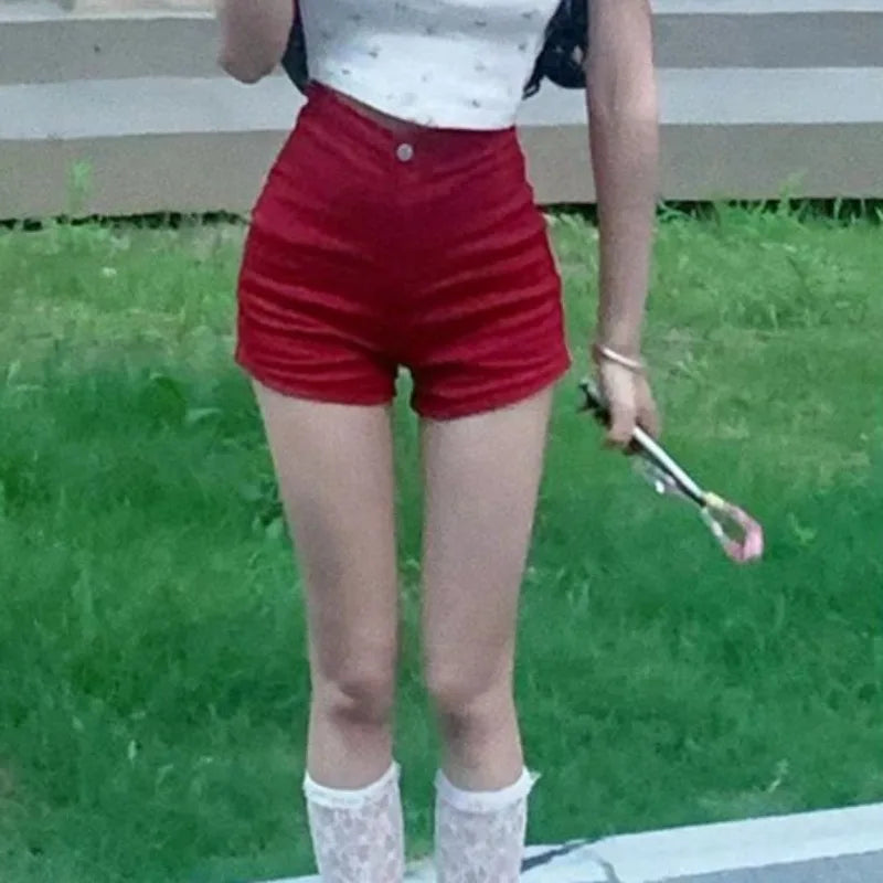 Skinny High Waist Jean Shorts — Red Coquette Denim
