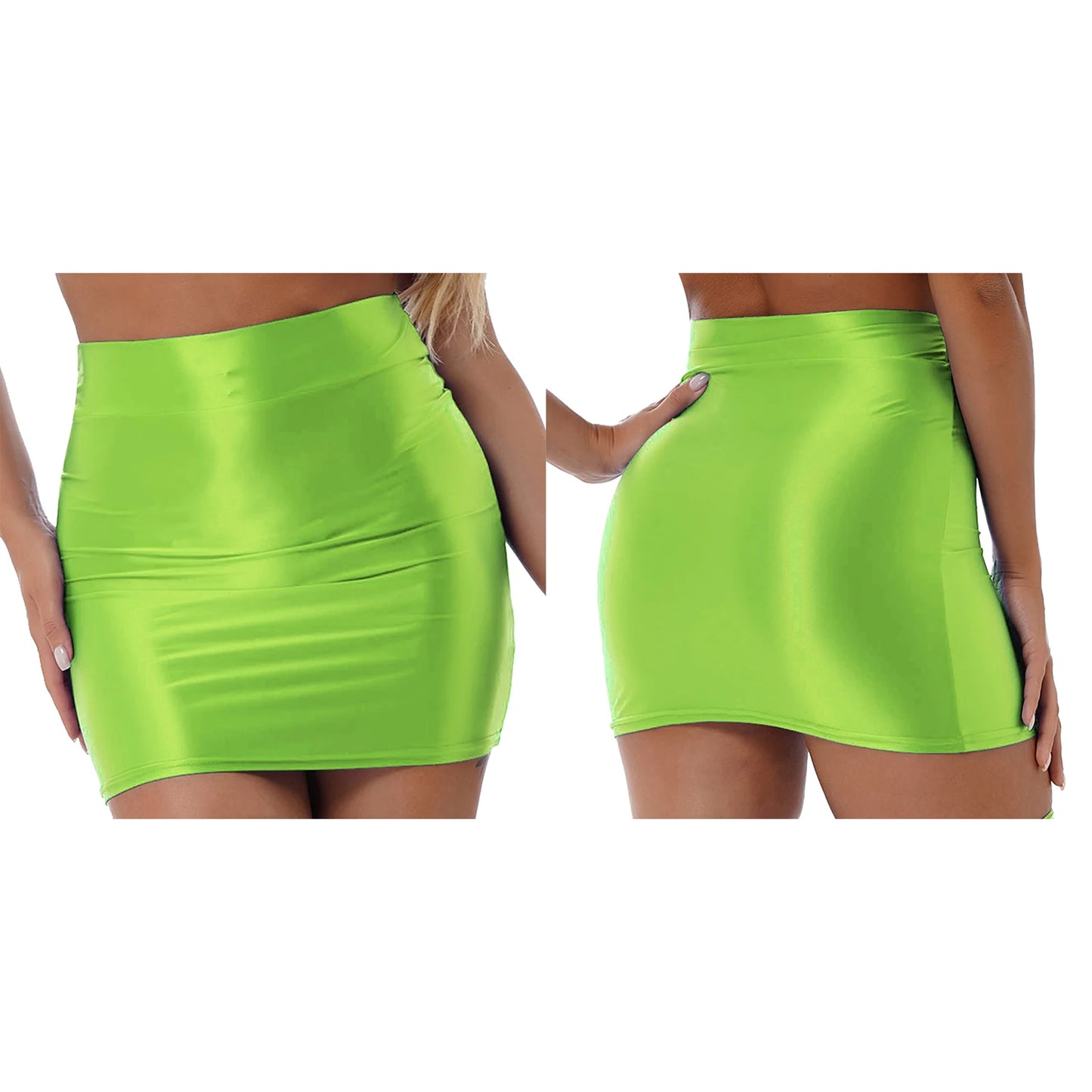 Casual Pencil Skirt — High Waist Glossy Finish