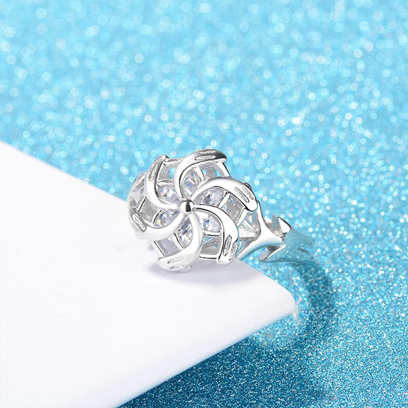 Silver Wedding Band – Galadriel Nenya Windmill Design for Couples
