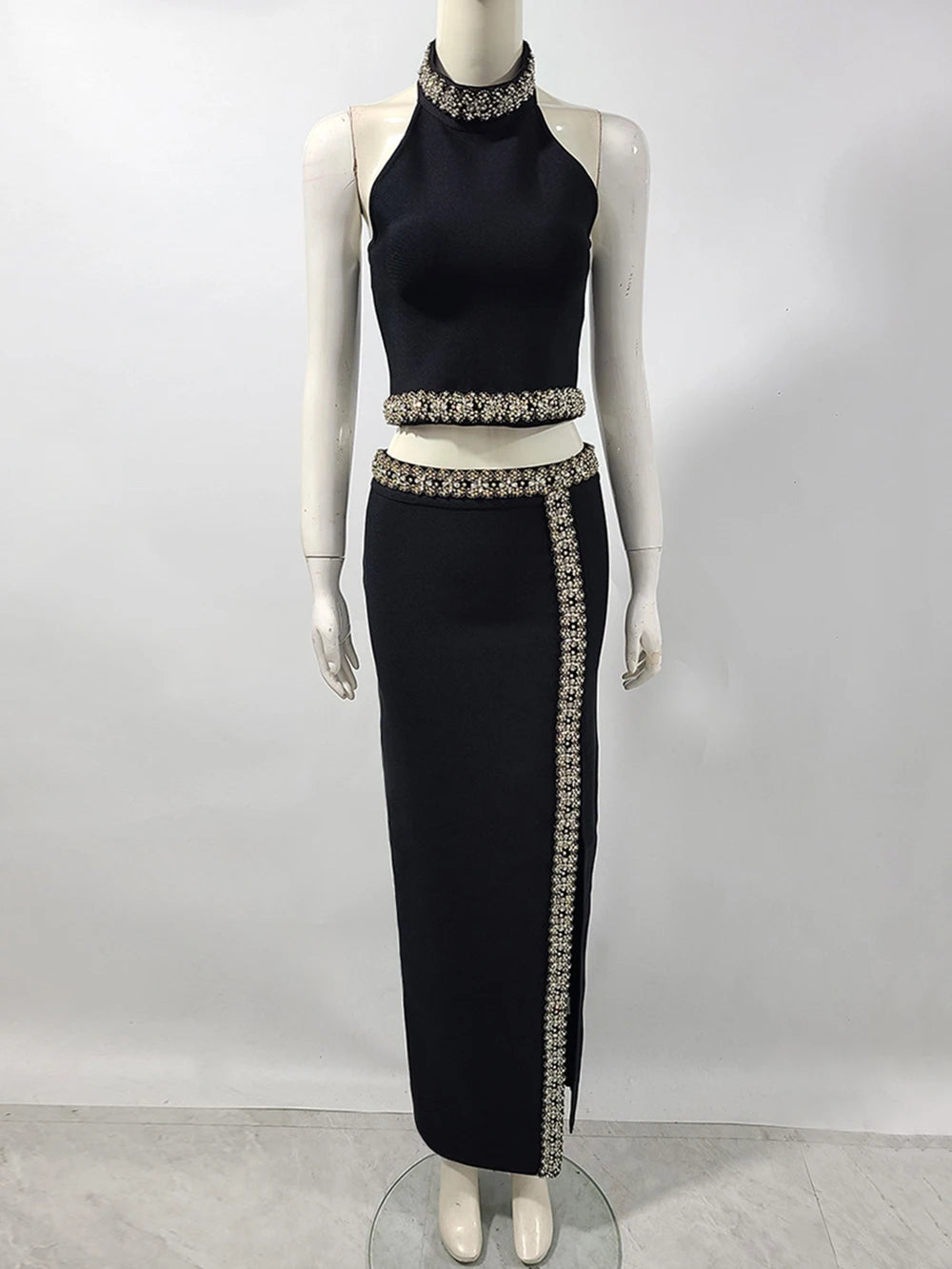 Diamond Halter Top & Long Skirt Set