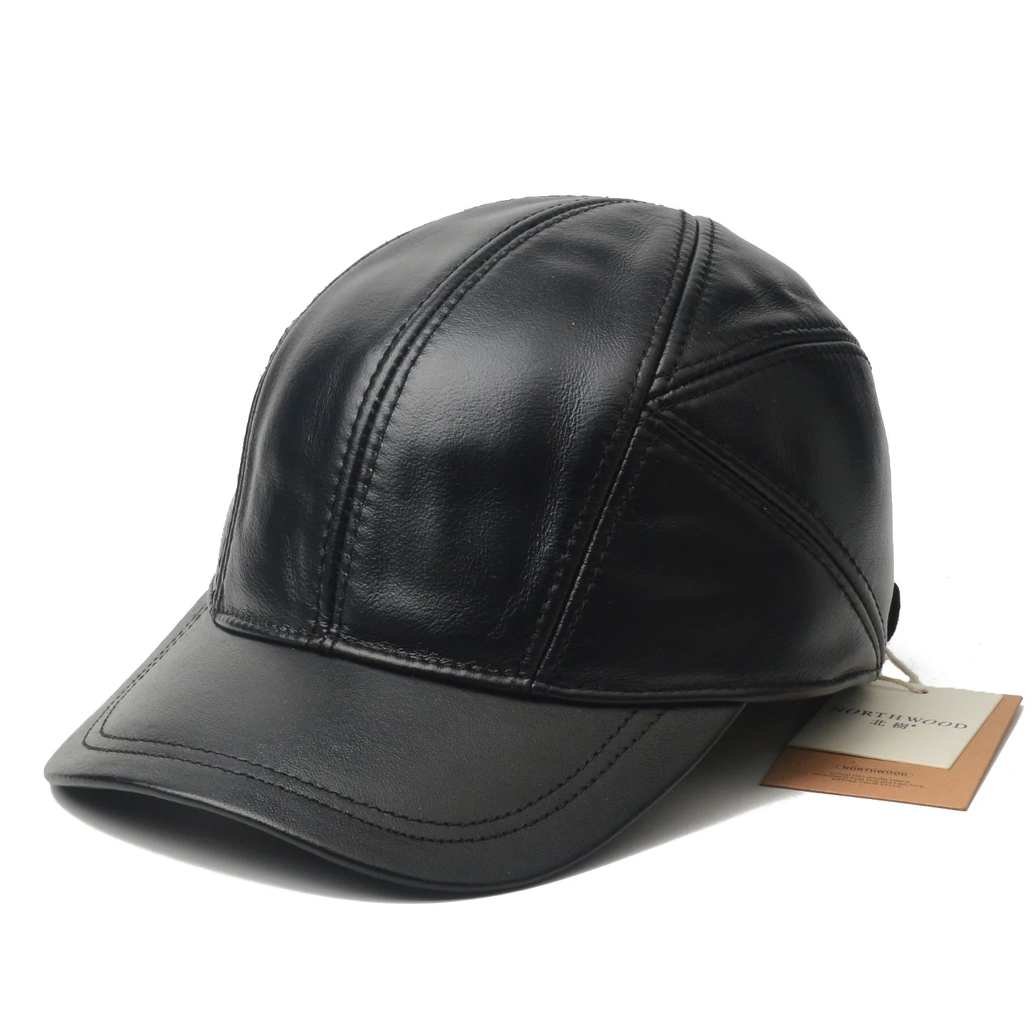 NORTHWOOD Leather Baseball Cap – Fleece-Lined Winter Hat with Ear Flaps
