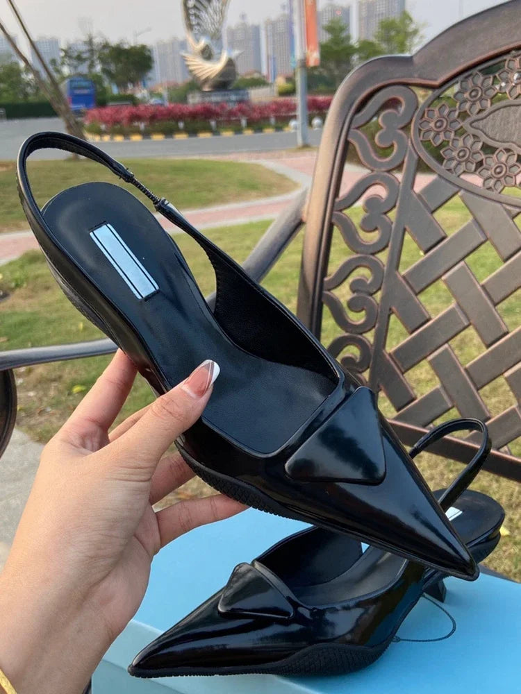 VeraLux | Leather Slingback High Heel Sandals – Summer Party Pumps