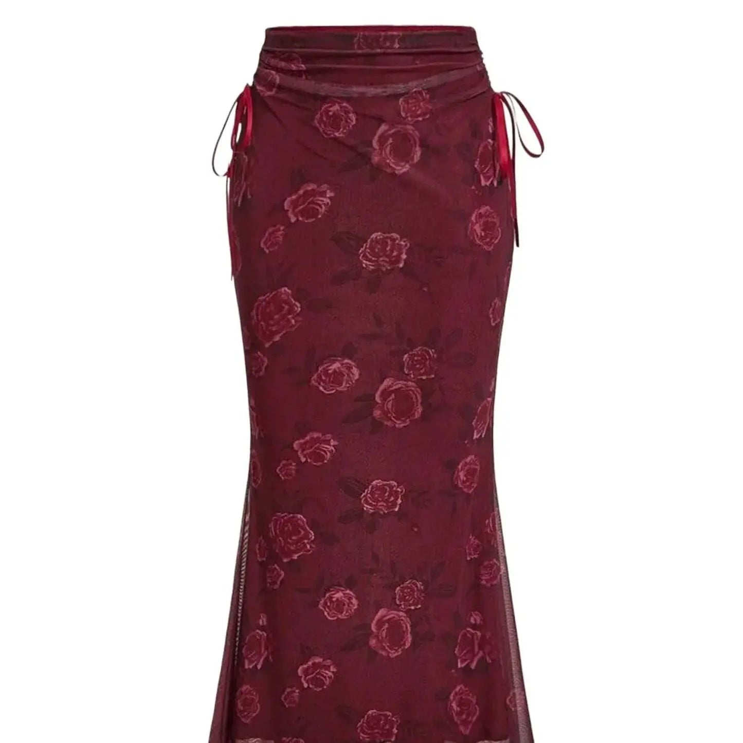 Elegant Chiffon Printed Half Skirt — Pleated Waist Mermaid
