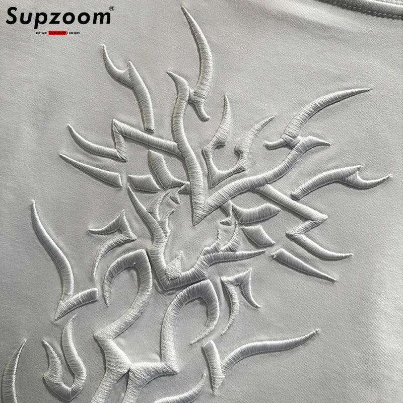 Heavy Texture Embroidered Tee – Loose Fit