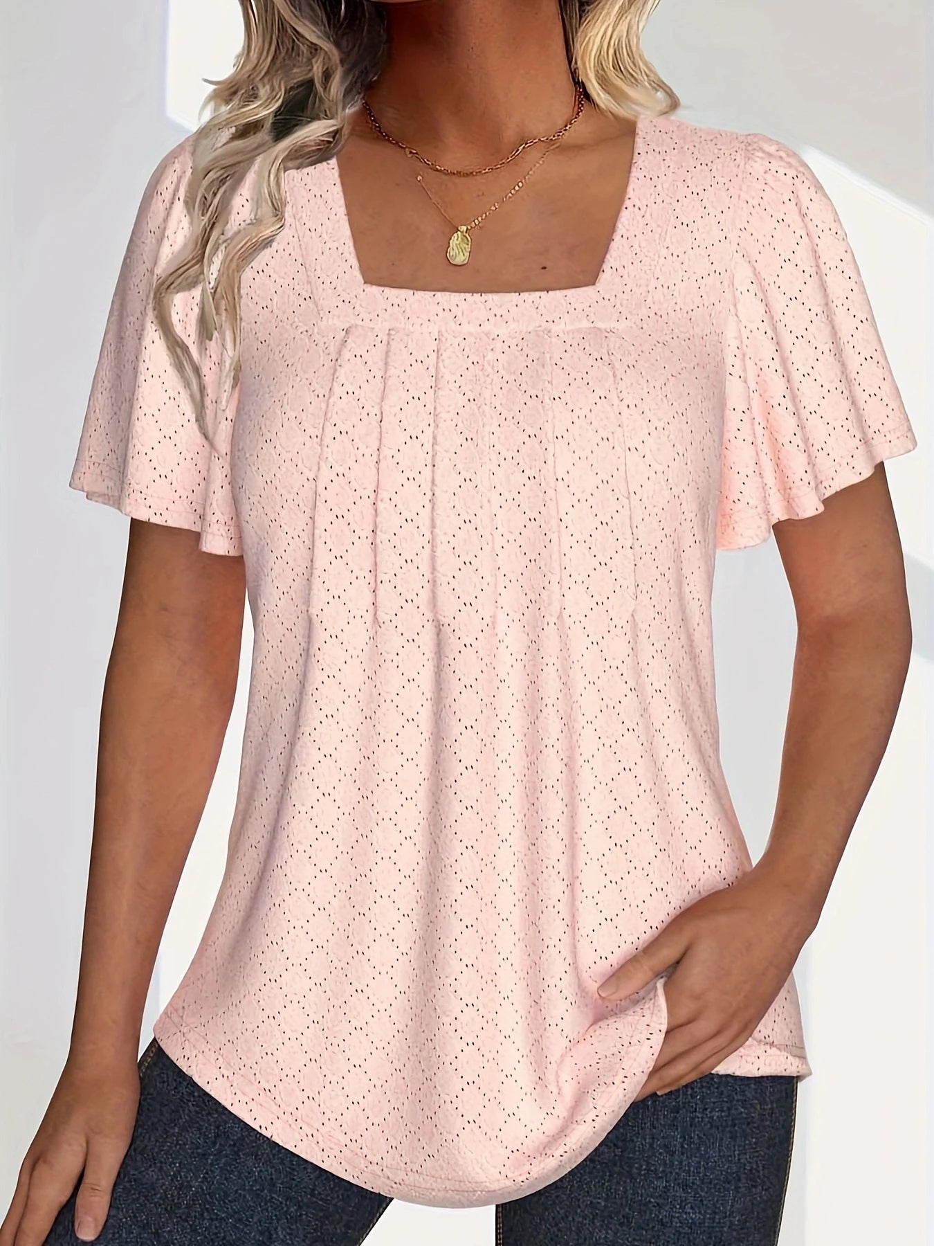 Grace & Ease – Plus Size Hollow Ruffle Sleeve Top