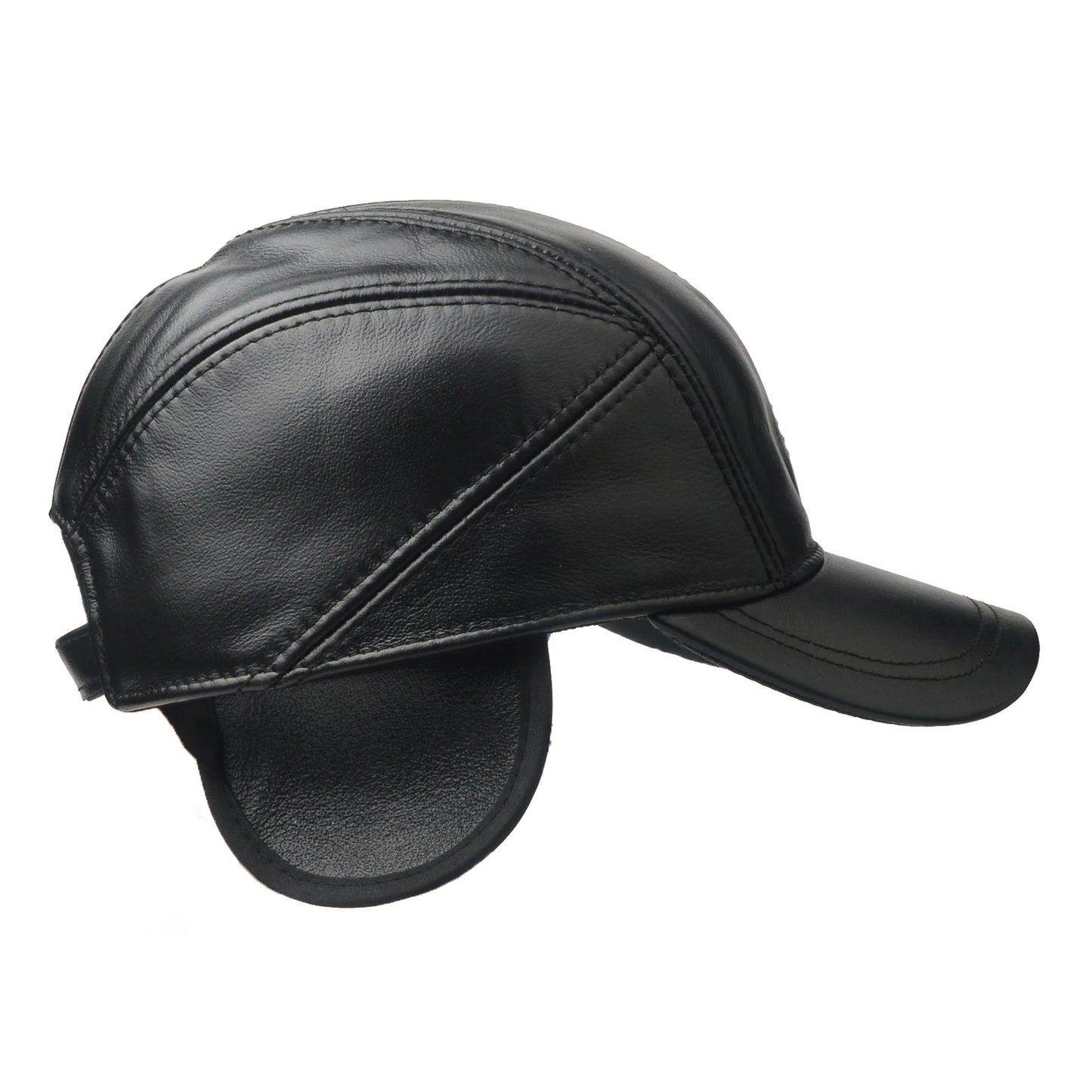 NORTHWOOD Leather Baseball Cap – Fleece-Lined Winter Hat with Ear Flaps