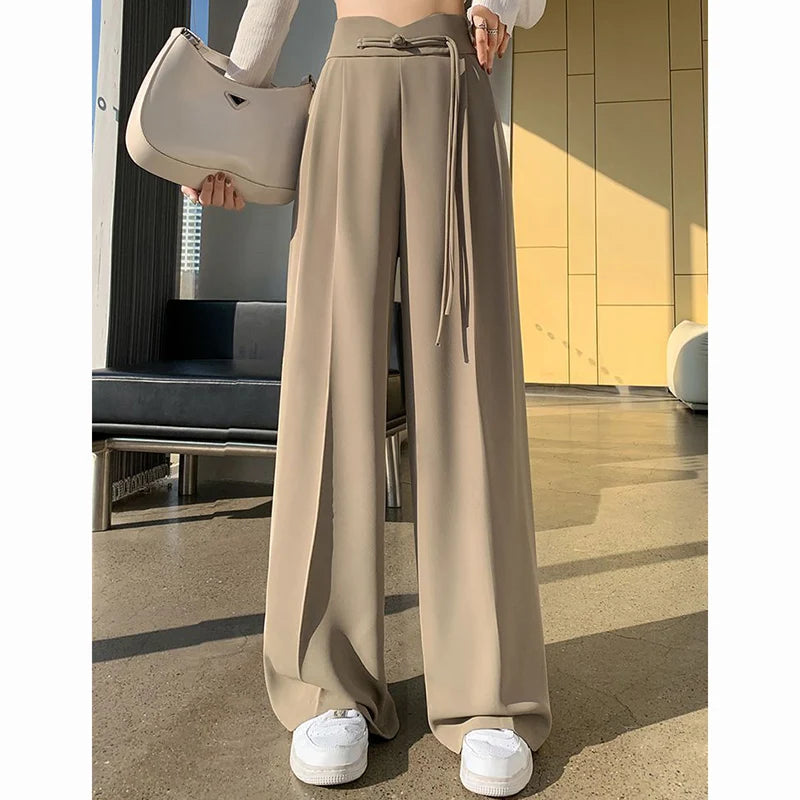 Straight Suit Pants — High Waist Loose Fit