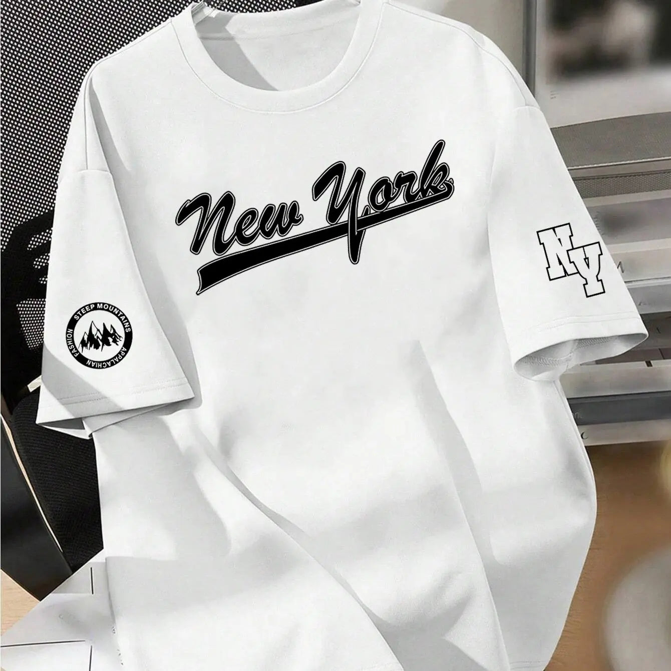 Loose Fit Cotton Tee – NYC Letter Print