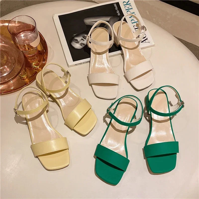 FairyBuckle Sandals | Women’s Thick Heels – Elegant, Trendy, Summer-Ready