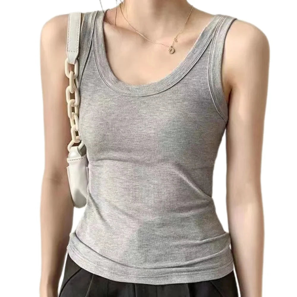 Square Collar Knitted Tank — Breathable Fitness Vest
