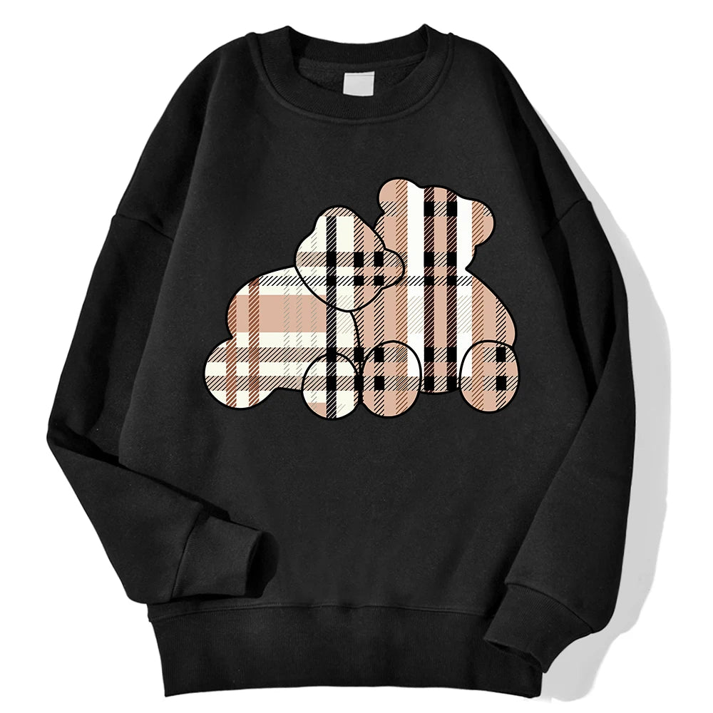 Teddy Bear Print Hoodie — Soft Crewneck, Warm Winter Pullover