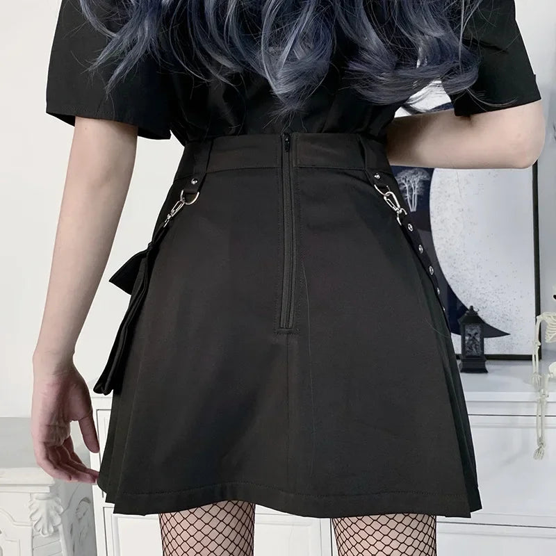 Punk Black Bandage Mini Skirt — Gothic Streetwear