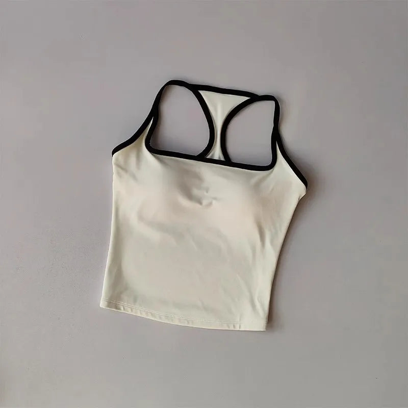 Cross-Back Training Bra — One-Piece Cup Sports Vest for Active Women