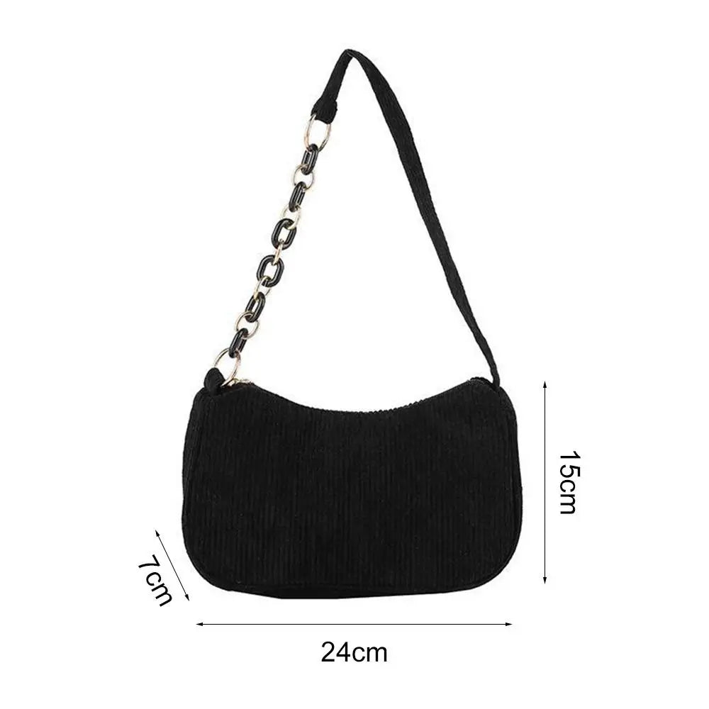Vintage Corduroy Underarm Bag | Casual Zipper Clutch