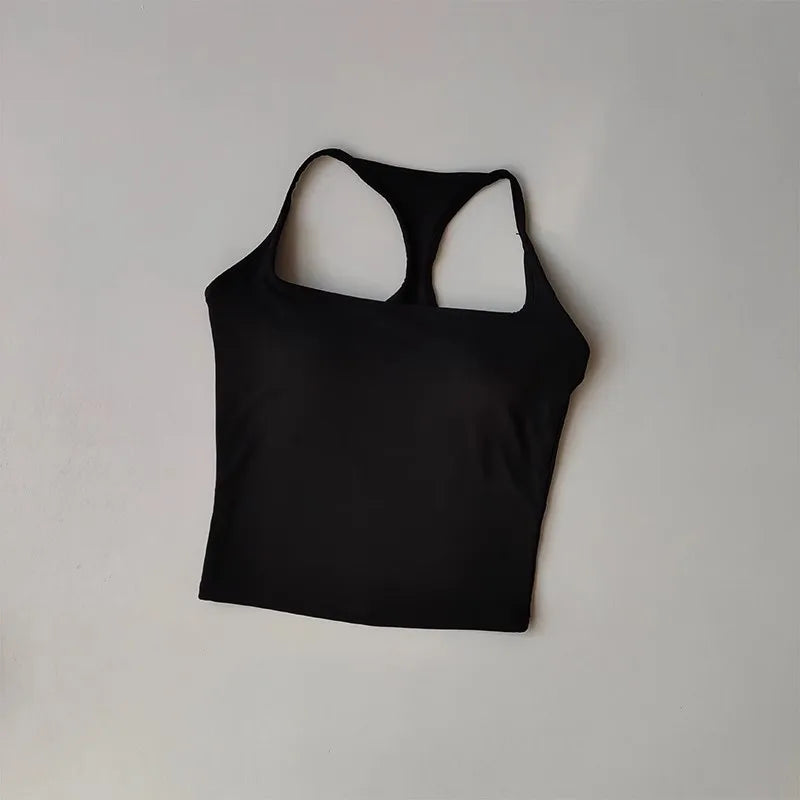 Cross-Back Training Bra — One-Piece Cup Sports Vest for Active Women