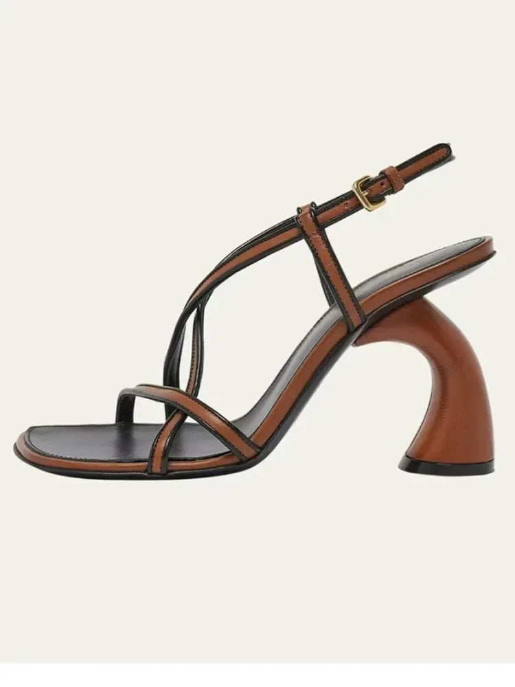SummerFlex Sandals | Women’s Irregular Thick Heels – Stylish, Party-Ready Ankle Strap