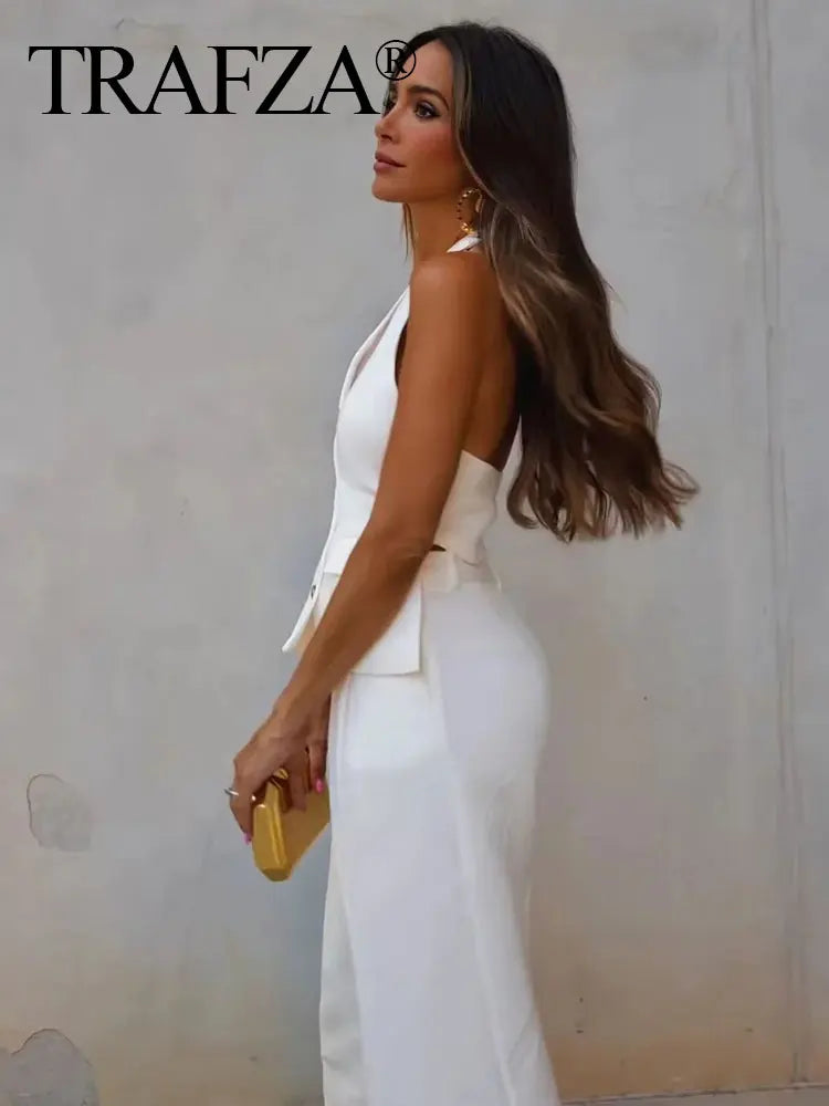 Halter Blazer Vest & Trousers Suit