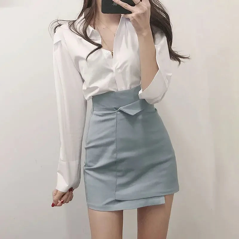 High Waist Wrap Mini Skirt — Y2K Korean Fashion