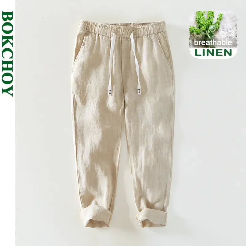 100% Linen Oversized Simple Casual Trousers