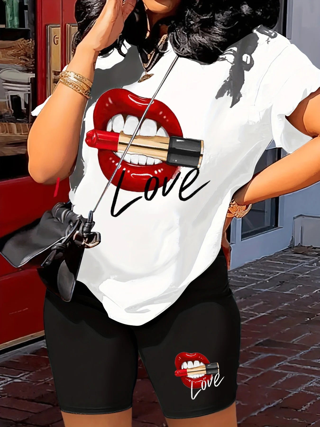 Love Print Set – Lip Tee & Lounge Shorts