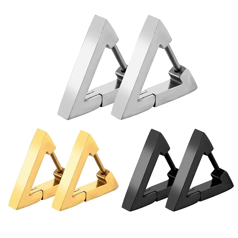 Geometric Triangle Stud Earrings – Punk Rock Style for Unisex