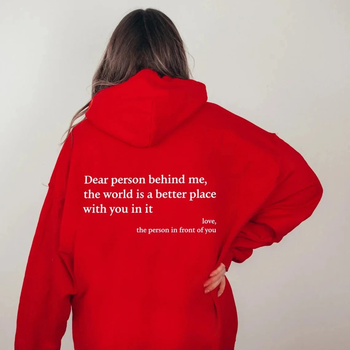 Oversized Letter Hoodie — “Dear Person Behind Me” Print, Casual
