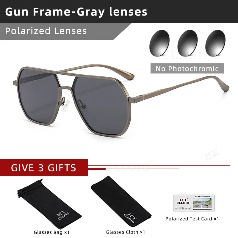 CLLOIO Photochromic Polarized Sunglasses – Anti-Glare Aluminum Driving Eyewear