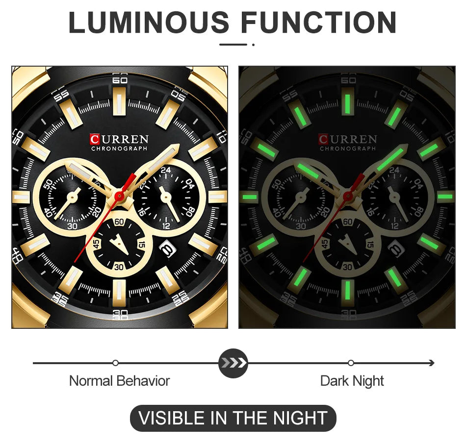 Sport Chronograph Watch – Big Dial, Luxury Quartz Steel Wristwatch