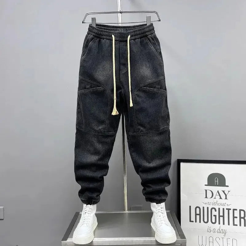 Black Cargo Jeans – Baggy Streetwear Harem Pants