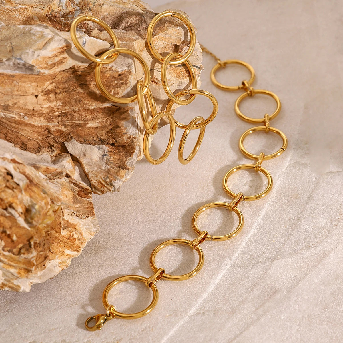 Circle Charm Jewelry Set – 18K Waterproof Style