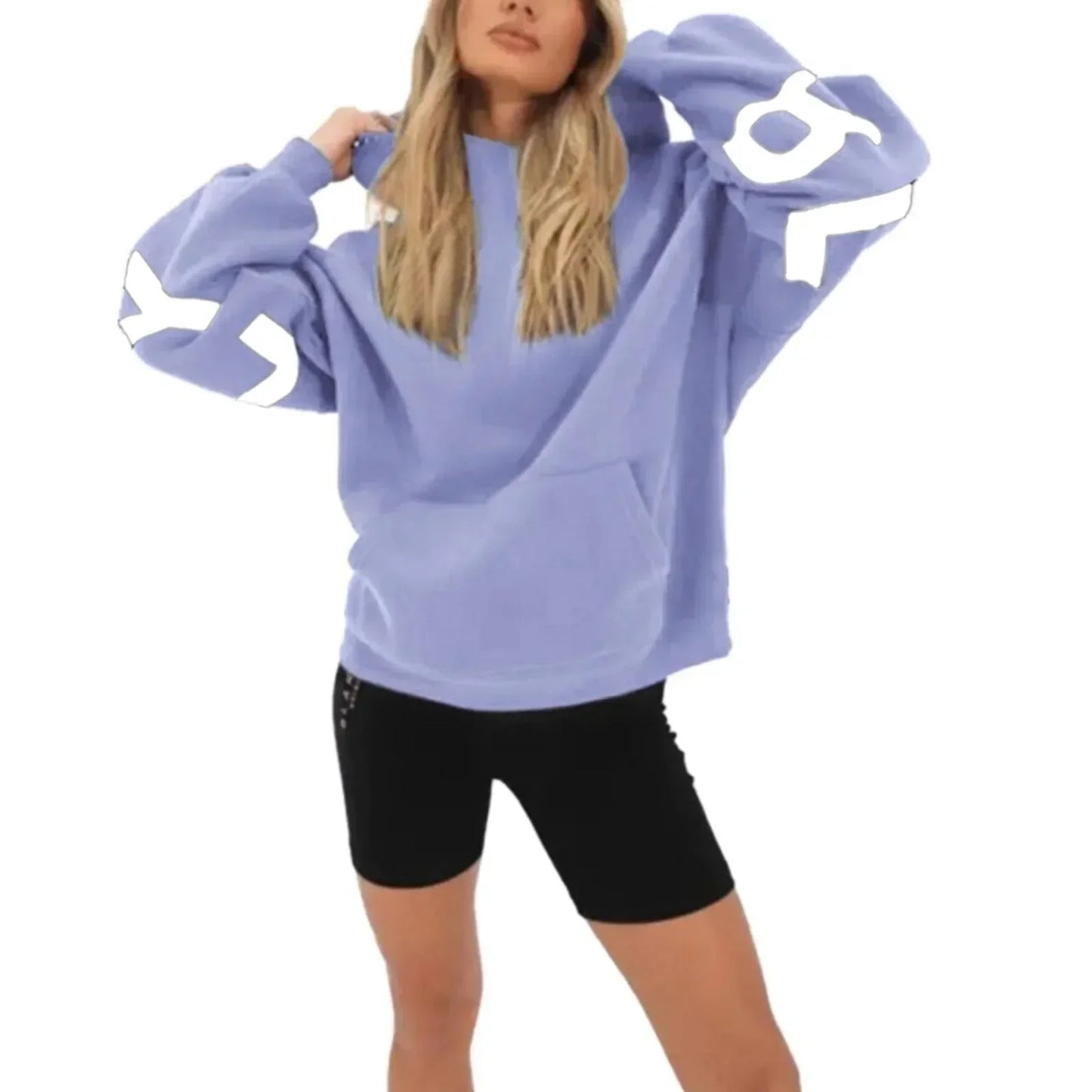 Oversized Letter Print Hoodie — Casual Streetwear, Y2K Inspired